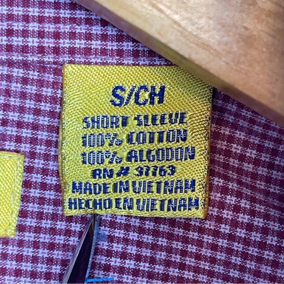 Duck Head Short Sleeve Button Down Shirt Red White Front Pocket Men’s Size Small - Picture 12 of 12